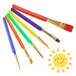 Childrens Paint Brushes, 6 Pcs Colorful Kids Paint Brush Set Plastic Paintbrushes Starter Set, Art Painting Brushes for Kids Children Toddlers Beginners Watercolor Oil Acrylic Painting Drawing Tools