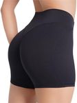 Sunzel Women's No Front Seam High Waist Biker Shorts - Squat Proof Tummy Control Running Gym Yoga Workout Bike Shorts 5" Inseam Black X-Small