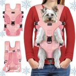 YUDODO Pet Dog Front Carrier Backpacks Multiple Adjustable Small Dog Chest Carrier Legs Out Easy-Fit Dog Travel Backpack Carrier for Hiking Camping for Small Medium Dogs Cats and Rabbit (Small,Pink)