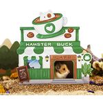 Hamster House Toys with Vivid Café Shop Pattern, Hamster Hideout for Syrian, Mice, Gerbils, Sugar Gliders, Hamsters Hideaway Hut, Wooden House for Hamster, Hamster Home, Gerbil Houses and Hideouts