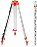 FORAVER Tripod and Staff Kit for Auto Levels Rotary Laser Level 1.65M Aluminum Tripod 5M Five Telescoping Sections Dumpy Aluminum Laser Level Staff (Tripod and Staff)