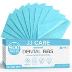 JJ CARE [UPGRADED] Pack of 500 Blue Dental Bibs, 3 Ply Waterproof Bibs 13 x 18 inches Disposable Patient Bibs, Dentist Bibs, Waterproof Tattoo Bibs, Dental Patient Bibs, Dental Bib and Dental Napkins