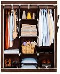 Amazon Brand - Solimo 3-Door Foldable Wardrobe,8 Racks,Brown(Plastic,Fabric)