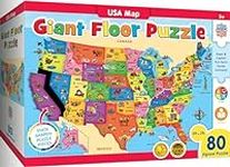 MasterPieces Floor Puzzle - Jumbo Size 80 Piece Jigsaw Puzzle for Kids - USA Map Shaped Puzzle - 3ftx2ft