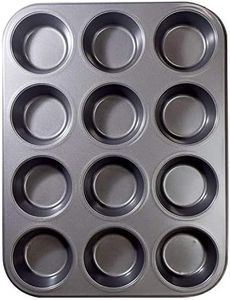 12 Cups Muffin and Cupcake Pan, Nonstick Carbon Steel Muffin Tin and Cupcake Tray for Baking Brownie Cake - Gray