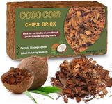 Coco Chips Substrate 1.1 LB, Organic Coconut Husk Brick with Low EC and pH Balanced, Easy to Expand Coco Coir Mulch Medium for Garden Flowers & Reptile Bedding (1 pack)
