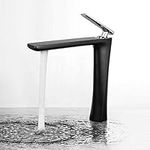 JOMOLA Matte Black Tall Bathroom Vessel Sink Tap for Bowl Single Handle Lavatory Vanity Sink Tap One Hole Deck Mount Basin Mixer Tap Brass