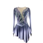 Gymnastics Leotard Dress Long Sleeve Ice Skating Dress for Girls Figure Ice Skating Skirt Gymnastics Costume Grey, Grey, Small