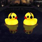 LENONE Solar Floating Pool Lights, 3" Glow in The Dark Duck Solar Pool Lights That Float, IP68 Waterproof Duck Floating Lights for Pool, Solar Floating Ducks for Pool Party Wedding Decorations - 2PCS