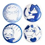 4 Pcs 4 Inches Cute Cat Soy Sauce Dish,Ceramic Cat Bowls,Japanese Cat Plates,Dipping Bowls,Snack Dish,Small Ceramic Saucers Plates, Sushi Plate Set, Mini Bowls, Small Bowls for Sides Dish (4 Inch)