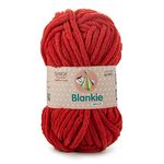 Ganga Acrowools Polyester Blankie Is A Super Soft Chenille Yarn. Oekotex Class 1 Certified. Safe For Babies. Pack Of 2 Balls - 100Gm Each. (Blk031), Red