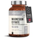 Magnesium Supplements High Strength 1480mg - 240 Magnesium Citrate Capsules (not Magnesium Tablets) 444mg Elemental Vegan Magnesium Powder Capsules for Women & Men - 4 Month Supply - VitaBright UK