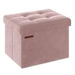 SONGMICS Ottoman Storage Bench, Foldable Velvet Storage Box, Storage Chest with Lid, Footstool, 31 x 41 x 31 cm, 130 kg Load Capacity, for Hallway, Living Room, Bedroom, Jelly Pink LSF200R51