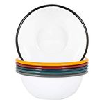 Argon Tableware White Enamel Bowls - Metal Outdoor Camping Food Dishes - 16cm - 6 Colours