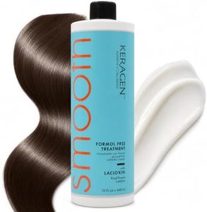 KERAGEN - Brazilian Keratin Smoothing Treatment, Blowout Straightening System for Dry and Damaged Hair, Formaldehyde Free, 16 Oz - Eliminate Curls and Frizz, Fine to Medium Hair