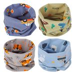 4 Pcs Toddler Warmer Cotton Neckerchief Kids Neck Scarves Girls Boys Cotton Scarves Neck Scarf Baby Cute Circle Collar Neck Scarves Kids Multipurpose Loop Neckerchief Baby Winter Cotton Neck Scarf (A)