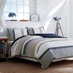 Nautica - Twin Quilt, Cotton Reversible Bedding, Home Decor for All Seasons (Tideway Tan/Grey, Twin)