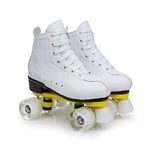 Roller Skates Womens Size 10 White Classic Skating High-Top Double-Row Leather Skates