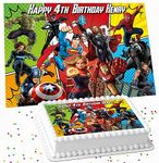 SUPERHERO BIRTHDAY PARTY PERSONALISED ICING EDIBLE COSTCO CAKE TOPPER DECORATION RSH-6743