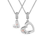 KunBead Jewelry Big Sister Little Sister Necklace for 2 Soul Sister Pendant Charm Love Heart 18 inch Necklaces for Women Girls