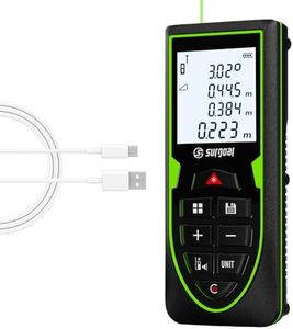 Green Laser Distance Meter 393.7ft – USB Rechargeable Digital Laser Measure with Angle Sensor, Backlit LCD, Area/Volume/Pythagorean, ±3mm Accuracy, Electronic Measuring Tool for Construction & DIY