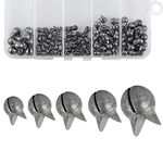 Alwonder 100PCS/Box Removable Split Shot Sinker Kit, 5 Sizes #BB, 3/0, 7, 5, 3, Egg Weights Sinkers Lead Fishing Weights Fishing Line Weight Clip on Weight Carp Fishing Trout Fly Fishing