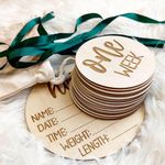 Wooden Milestone Cards and Discs 16pc Set for Baby Photos and First Year Milestones - New Parents and Baby Showers with "Hello World" Sign and Monthly Cards from 1-12 Months