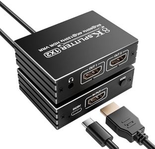 8K HDMI 2.1 Splitter 1 in 2 Out - HDMI Splitter 1x2 for Dual Monitors Mirror Only, Supports 8K@60Hz, 4K@120Hz, 48Gbps, EDID, HDCP 2.3, HDR10+, VRR, Dolby Vision Atmos - for PC, Laptop, TV, PS5, PS4