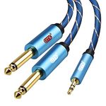 EMK AUX 3.5mm to Dual 6.35 Split Cable Stereo Audio Cable Cell Phone, Computer, Mixer, Speaker, Amplifier Cable 6.35mm L and R Channel Gold-Plated Adapter Cable (1m)