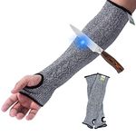 Cut Resistant Knit Sleeves Level 5 Protection, Slash Resistant Safety Protective Arm Sleeves with Thumb Slot Helps Prevent Scrapes Scratches Skin Irritations, UV-Protection, Grey, 1 pair(2 pieces)