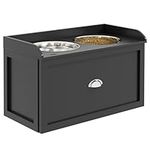 PawHut Stainless Steel Raised Dog Bowls, Double Dog Food and Water Bowl w/ 21L Storage Drawer, for Large Dogs - Black