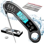 Instant Read Meat Thermometer for Cooking, Fast & Precise Digital Food Thermometer with Backlight, Magnet, Calibration, and Foldable Probe for Deep Fry, BBQ, Grill, and Roast Turkey