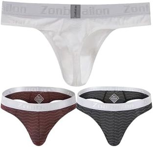 ZONBAILON Mens Sexy Thongs Underwear Low Rise Male G-srting T-Back Bulge Enhancing Pouch Underwear XXL Red Black White 3P