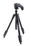 Manfrotto MKCOMPACTACN-BK Compact Action Aluminium Tripod with Hybrid Head, Black