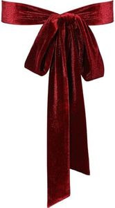 Geyoga Women Velvet Sash Belt Dress Sash Tie Waist Belt Skinny Neck Scarf Wedding Special Occasion Prom Formal(Burgundy)