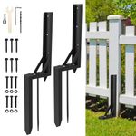 Fence Post Repair Kit Fixer Anchor Ground Spike Set, Black Heavy Duty Sturdy Fence Post Support Stake bracket for Repairing Damaged Garden Fence Gate Posts Sign Posts or Mailbox (2)