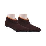 Footmate (Set of 2 Pairs Unisex Diabetic Anti-Skid Slipper Socks | Silicone Grip in Bottom | Ideal for Diabetic Men & Women- Socks For Office and Home - (Brown Color) (X-Large Size)