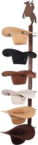 CANWUPON Cowboy Hat Rack Holder for Wall - Wild Western Style Design Hat Organizer with 6 Hat Hooks for Wall Mount, Hat Stand and Hanger for Storage and Organization