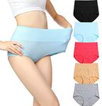 cauniss Womens High Waist Cotton Panties C Section Recovery Postpartum Soft Stretchy Full Coverage Underwear(5 Pack), Multicolors, X-Large