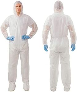 VVicogard Disposable Isolation Coveralls, Front Zipper Elastic Wrists Ankles, Polypropylene PP Protective Coverall Suit Dust-proof with Hood for Manufacturing, Spray Painting, Industrial