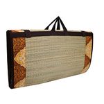 Craft Of India Foldable korai Grass Mat 5X6 ft with 20MM Soft Foam Hand Made Fabric Brown Cotton