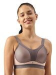 Enamor Women's Polyester Y-Panel for Bounce Control High Impact Padded Non-Wired and High Coverage Sports Bra -SB25(SB25-Pearl-XXL)