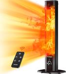 Outdoor Electric Patio Heater, Haimmy 42in Infrared Heater with Remote, 9 Heat Levels, 9H Timers, 1500W Instant Heating, Safety Lock, Tip-Over & Overheat Protection, IPX5 Waterproof Tower Space Heater