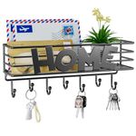 SWTYMIKI Key Holder - Mail Organizer Wall Mount, Metal Wire Mesh Storage Key Rack with 7 Hooks, Stylish Key Hooks for Wall for Entryway, Hallway, Bedroom, Bathroom, Living Room, Black