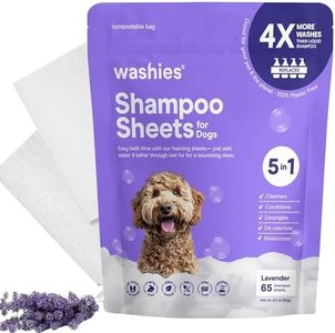 Washies Dog Shampoo Sheets and BuddyGlove, 2X Washes Than Liquid, Water Activated Puppy Shampoo & Dog Bath Supplies (Washies Dog Shampoo Sheets (Lavender 65ct))