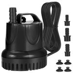 25W Submersible Water Pump 1200L/H High Flow Submersible Pumps Dry Burning Protection with Ultra Quiet Design for Fountains,Fish Tank,Hydroponics, Ponds, Aquariums (Black)