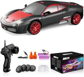Remote Control Car RC Drift Car 2.4GHz 1:24 Scale 4WD 15KM/H High Speed Model Vehicle with LED Lights Drifting Tire Racing Sport Toy Car for Adults Boys Girls Kids Gift 2Pcs Rechargeable Batteries