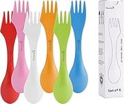 Flatware Sets Set of 6 Multi-Functional 3 in 1 Knife Fork Spoon Spork Flatware Sets