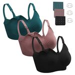 Dresime Nursing Bras for Breastfeeding 3 Pack Seamless Maternity Bras Pregnancy Bralette with Extra Bra Extenders and Clips,A,M Size