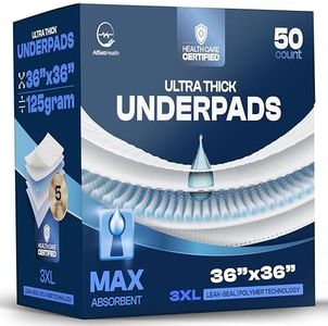 125 Gram Incontinence Bed Pads Disposable for Adults 50 Pack XXL 36" x 36" Super Absorbent Waterproof Bed Liner, Pee Pads for Adults - Chucks Pads